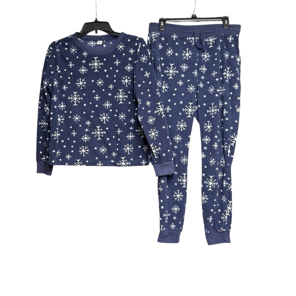 Old Navy Navy Blue Snowflake Pajama Set size medium jogger pants